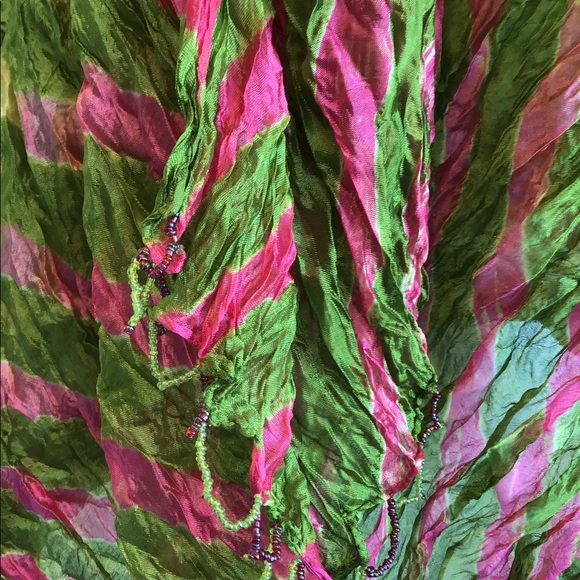 New Green Striped Beach Scarf Wrap Pareo Curtain - Picture 11 of 11